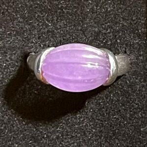 Lavender Jade East West Silver 925 Ring Size 8